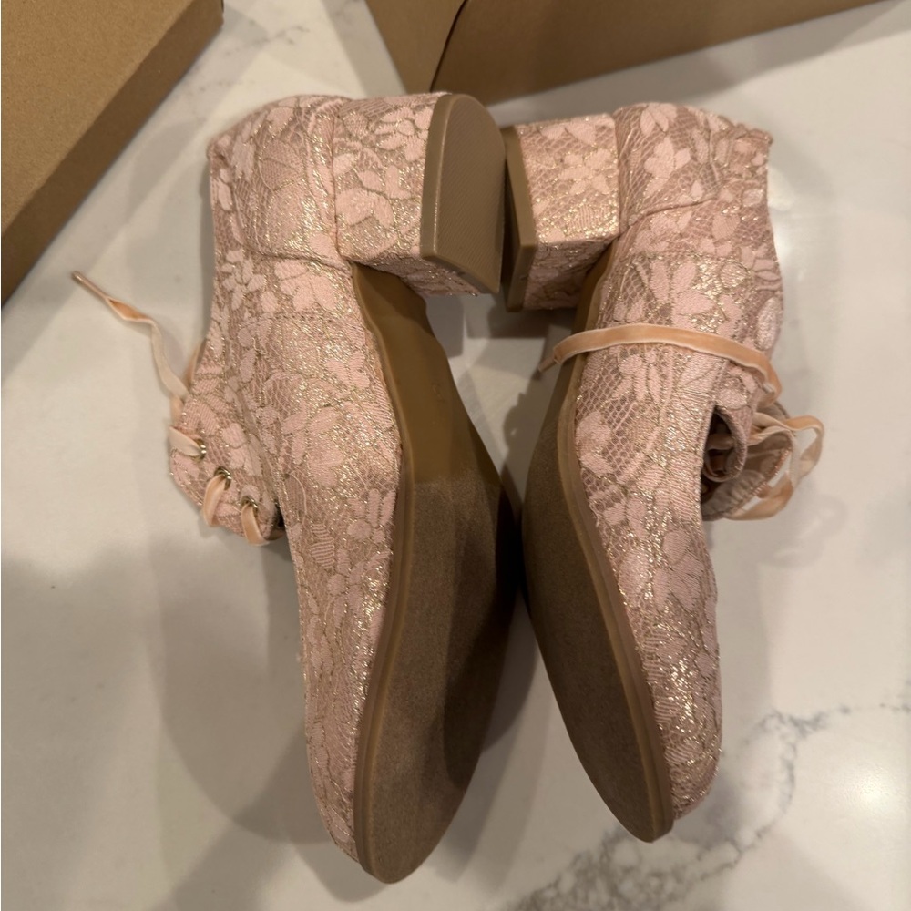 Charming Pink Lace Kids Dress Shoes